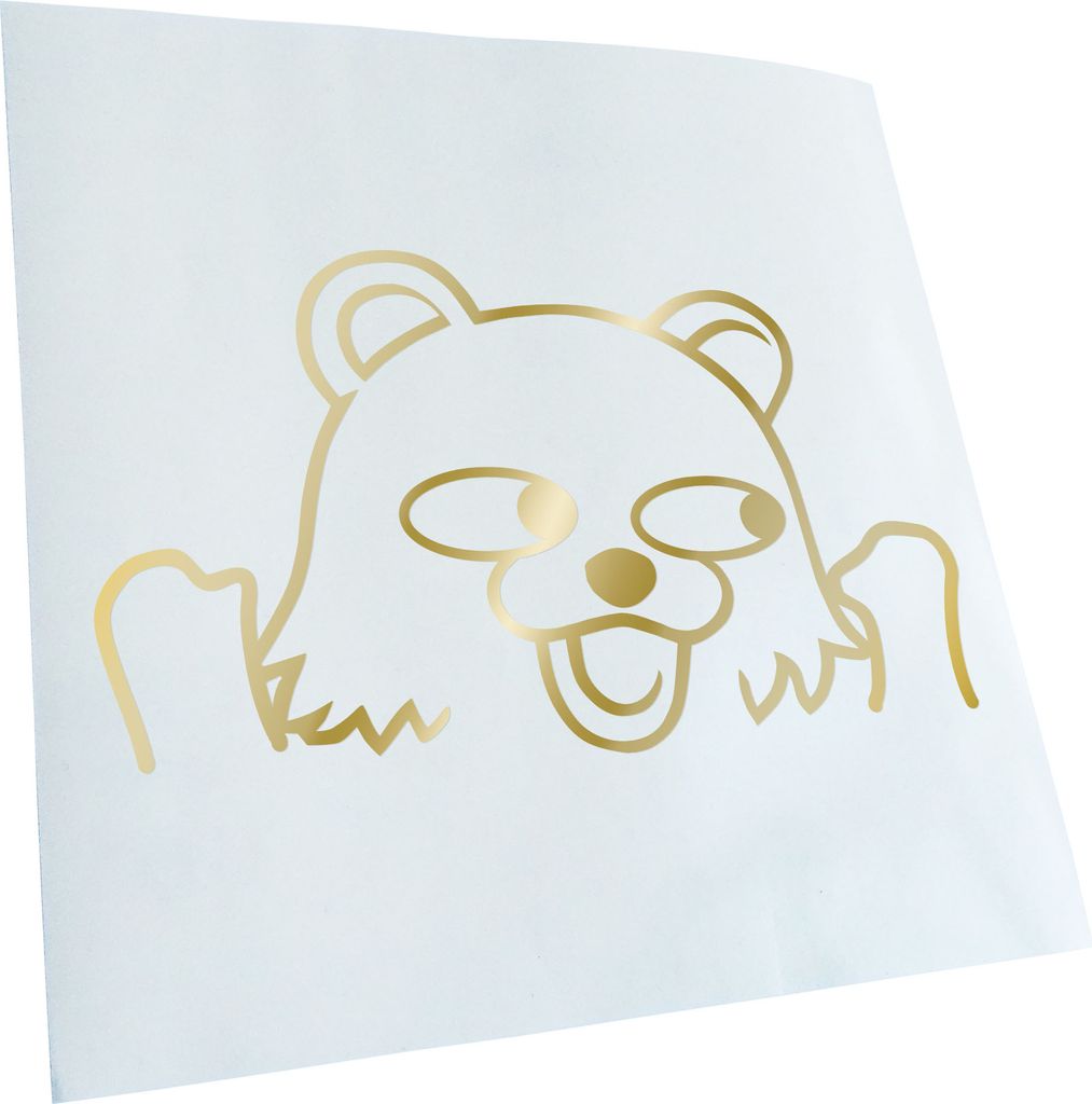 Kiwistar - Autoaufkleber - Pedobär Kuma - Goldchrom - 24x12cm - Aufkleber für Auto, Laptop, Fahrrad, LKW, Motorrad mehrfarbig JDM Decal Racing