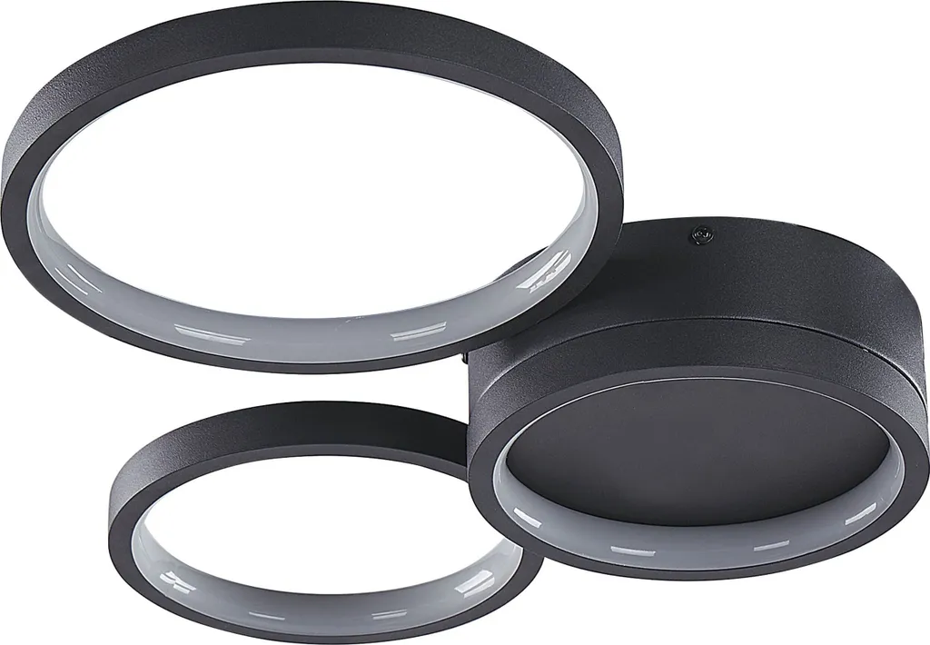 Plafonnier LED noir triple rond pour un éclairage puissant sans zones d'ombre