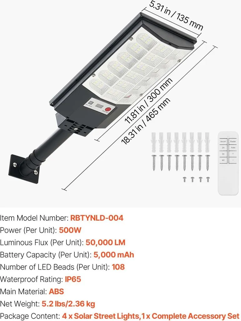 Éclairage de Parking Solaire 500W pour Grande Surface et Usage Pro - 7