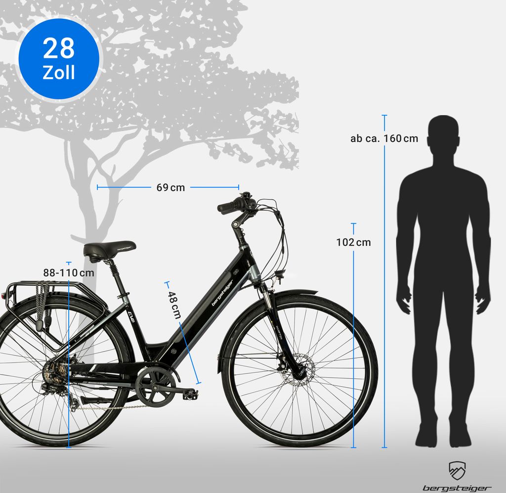 Bergsteiger Hampton 28 Zoll City E-Bike mit 250 Watt Motor, Produktbild 7