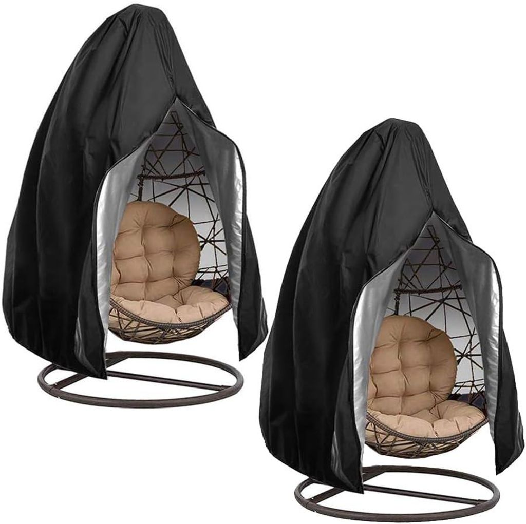 2 STÜCK Abdeckung Hängesessel Wasserdicht Winddicht UV-Beständig Reißfest Oxford Hängekorb Schwingsessel Abdeckhauben (Schwarz 190x115cm)