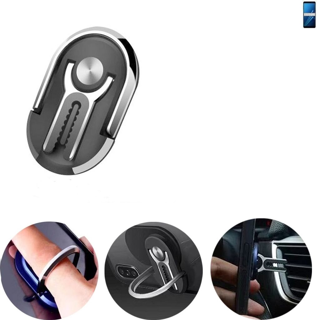 K-S-Trade 3in1 Smartphone-Ring Handy-Ring kompatibel mit Samsung Galaxy A8 (2018) Duos Fingerhalterung Handyring Tischständer