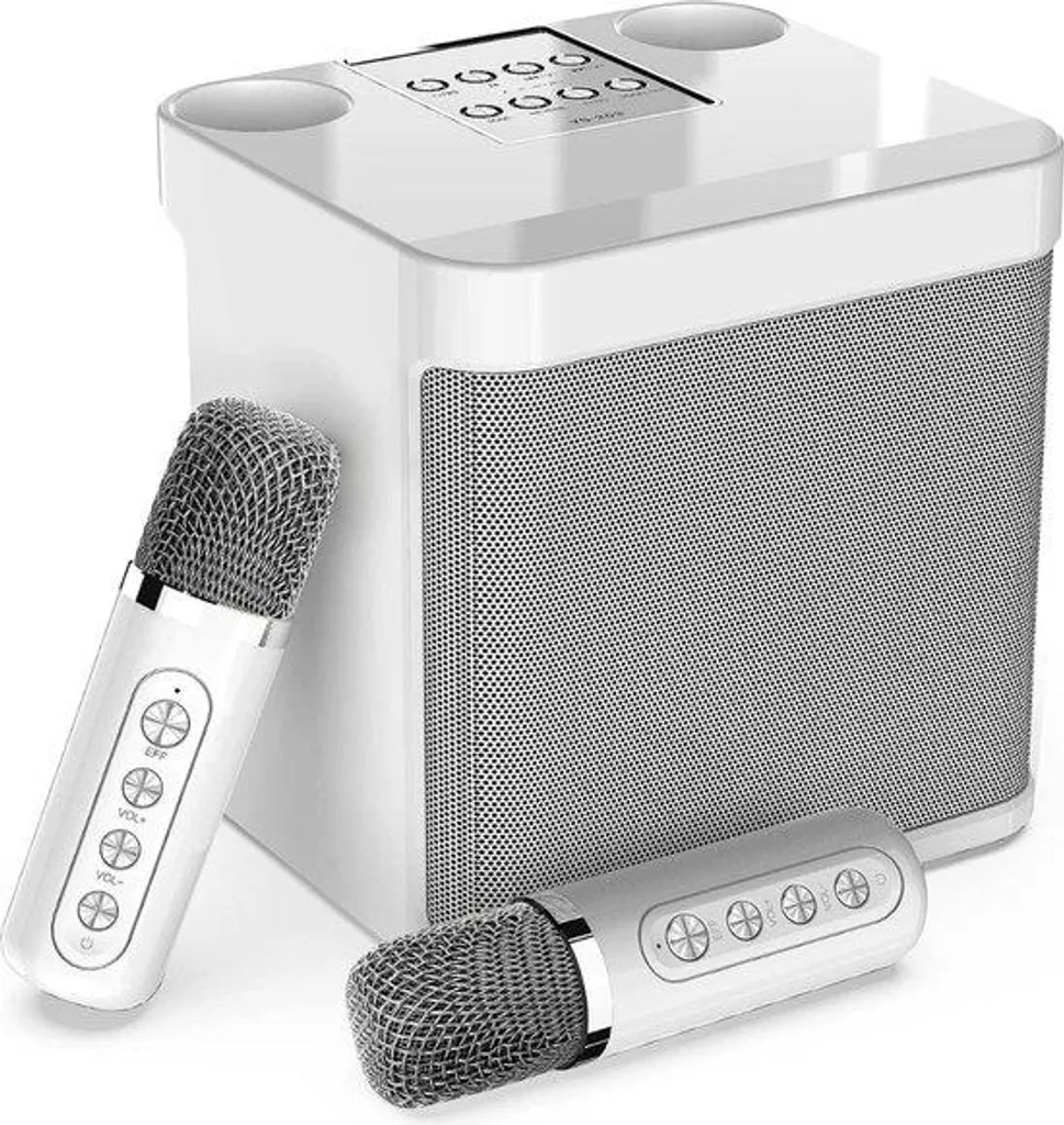 Système de karaoké domestique blanc avec double micros sans fil TV