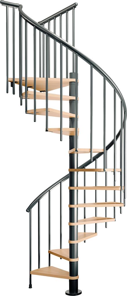 Dolle Spindeltreppe Montreal Buche/anthrazit 252-282cm Geschosshöhe Ø120cm
