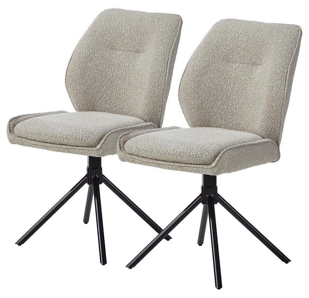 home24 Esszimmerstuhl - 2er-Set - Grau - Bouclé - Buche - Eisen - 50 x 89 x 63 cm