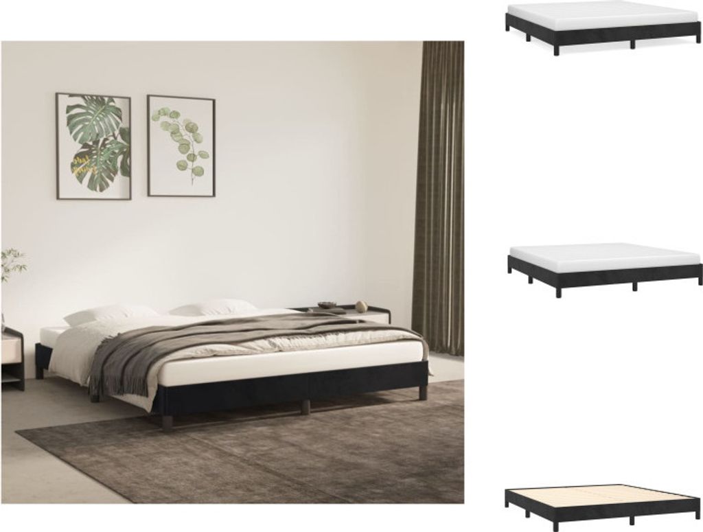 vidaXL Bettgestell Schwarz 160x200 cm Samt - Betten & Bettgestelle