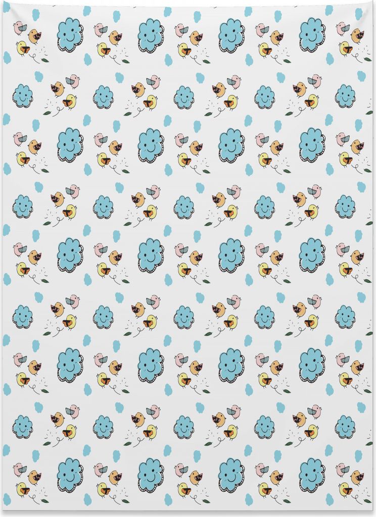 Abakuhaus Vögel Wandteppich, Blaue Vögel der kleinen Vögel aus Weiches Mikrofaser Stoff Kein Verblassen Klare Farben Waschbar, 110 x 150 cm, Meh...