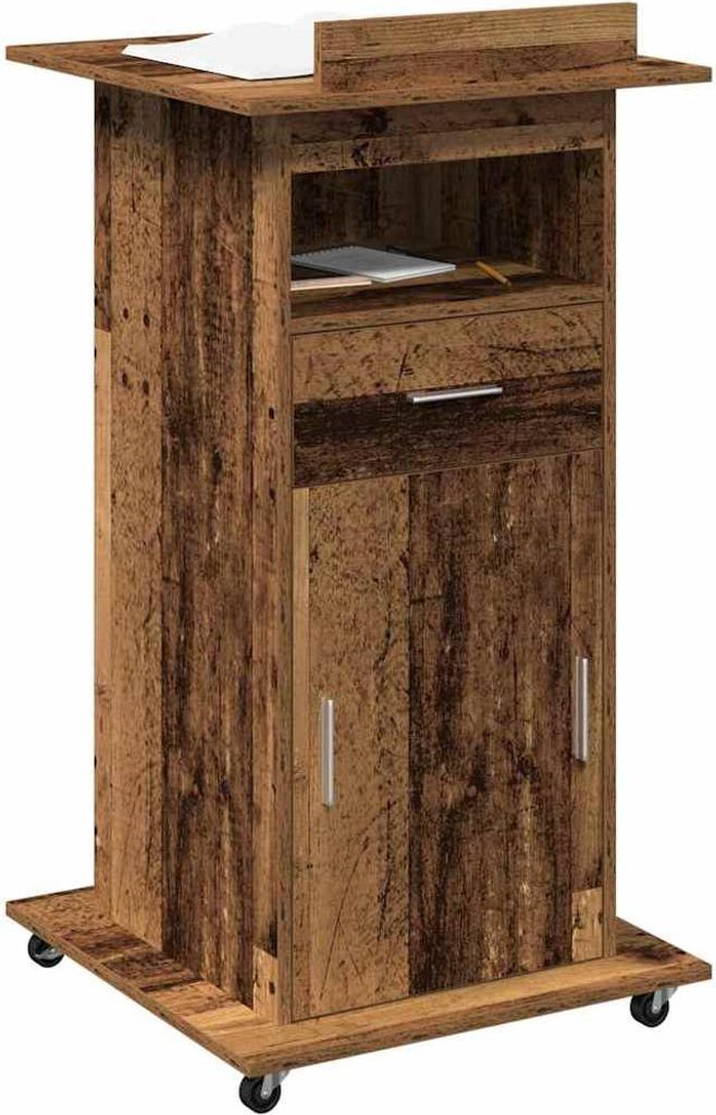 Podium mit Schubladen Altholz 55 x 55 x 107 cm Holzwerkstoff