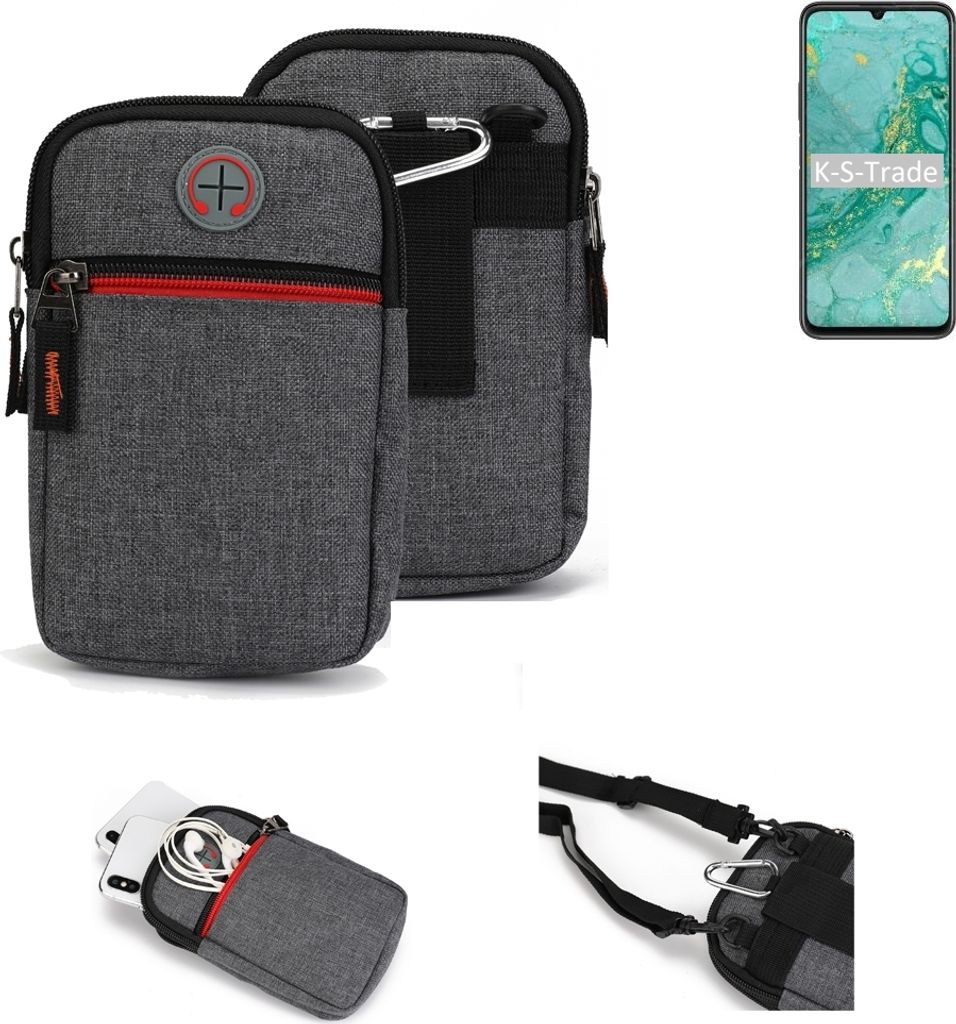 K-S-Trade Holster Gürteltasche kompatibel mit Huawei nova Y60 Handy Tasche Schutz Hülle grau Zusatzfächer 1x