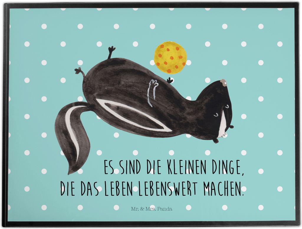Mr. & Mrs. Panda schreibauflage Stinktier Ball - Türkis Pastell - Geschenk, Tischunterlage, Weisheit, tischschutzmatte, Raubtier, Schreibunterlage...