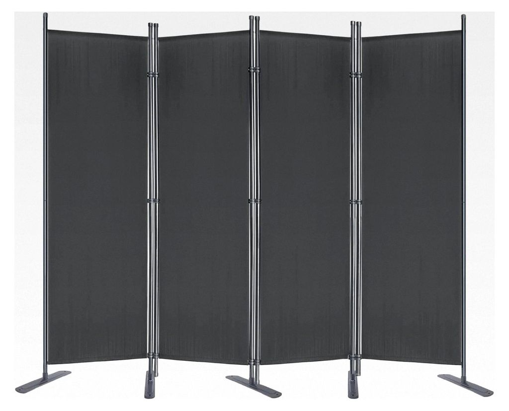 Sichtschutz Garten Paravent Trennwand 225 x 180 cm Stoff Raumteiler 4-teilig Dunkelgrau