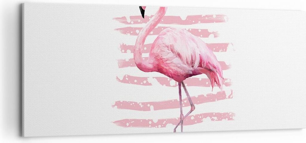 Bild auf Leinwand - Leinwandbild - Flamingo Vogel Wasser - 120x50cm - Wand Bild - Wanddeko - Leinwanddruck - Bilder - Kunstdruck - Wanddekoration -...