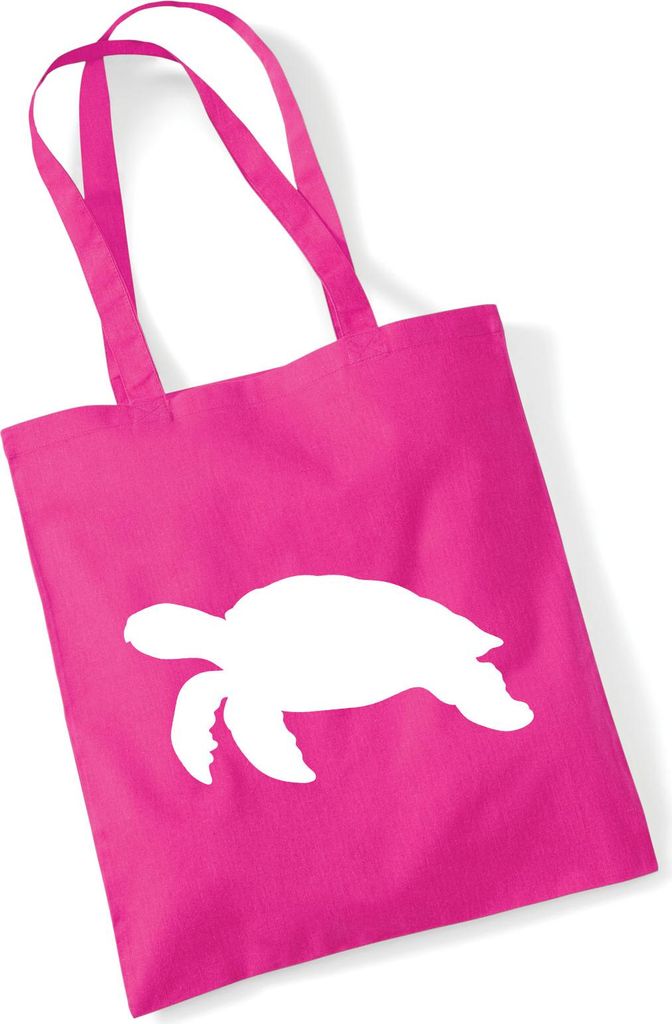 Huuraa Jutebeutel Schildkröte Silhouette 10 Liter Fuchsia Baumwolle Tasche Geschenkidee
