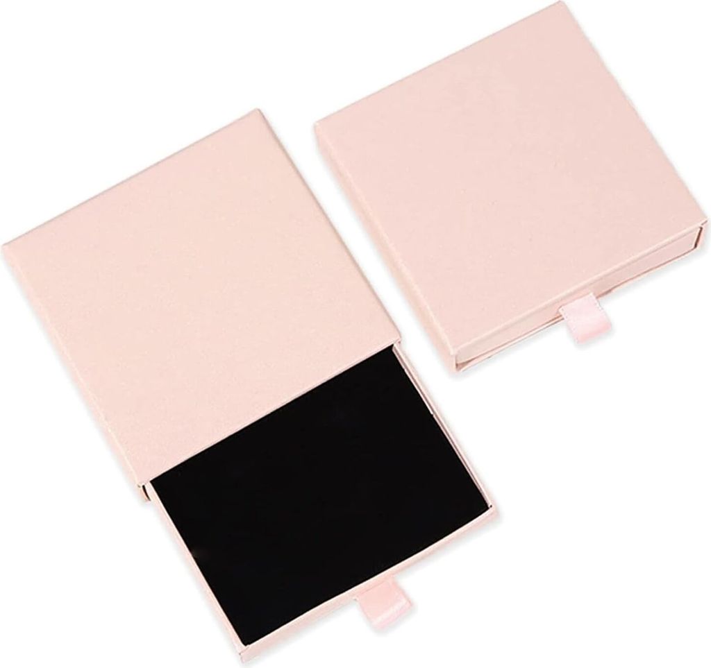1 Piece Jewelry Gift Box Paper Jewelry Display Gift Boxes 9*9*1.7cm Small Gift Box for Necklace Earrings Ring Jewelry Storage (Pink)