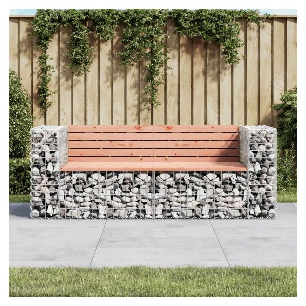 Gartenbank im Gabionen-Design 184x71x65,5cm aus Douglas-Holz