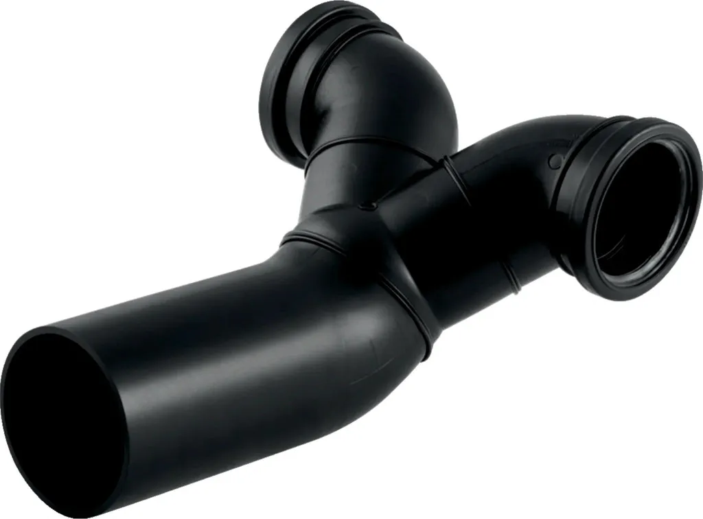 Geberit GE PE doppio gomito, per WC a parete, 90 gradi, montaggio orizzontale, d 90/110 mm, 367485, 1 pz.