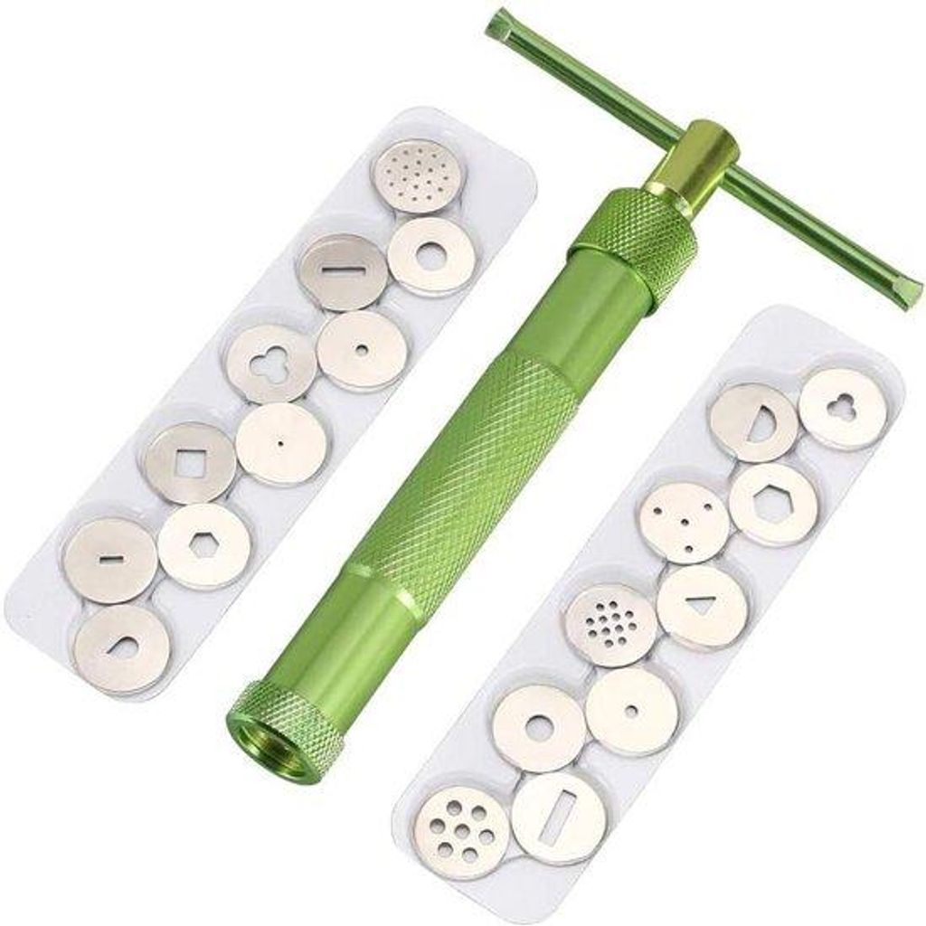 Extrusora de fondant con 20 boquillas, color verde, para Imagen del producto 