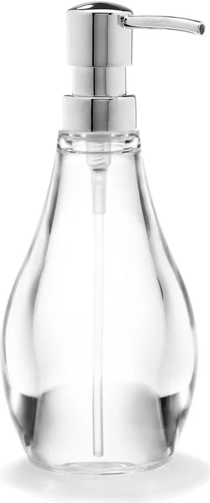 Umbra Droplet Seifenspender, Seifen Spender, Seifenpumpe, Seifenbehälter, Acryl / Metall, Transparent, 296 ml, 020163-165