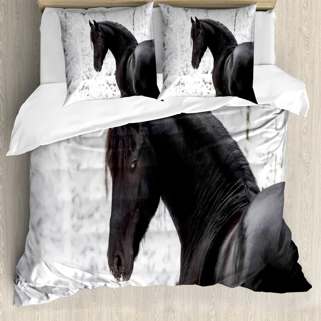 Set Copripiumino Invernale ABAKUHAUS 155x220 Bianco e Neve