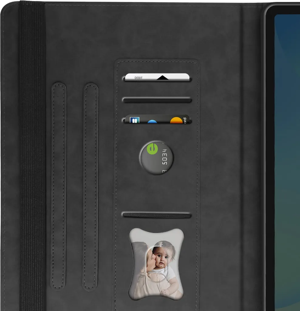 Avizar, Custodia portafoglio per Tab S10 FE+ con supporto video, nero - 3