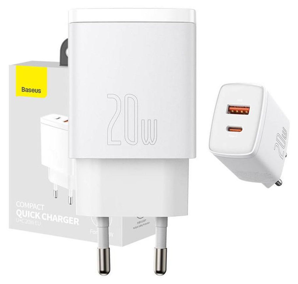 Baseus Compact Schnellladegerät USB / USB Type C 20W 3A Produktbild 