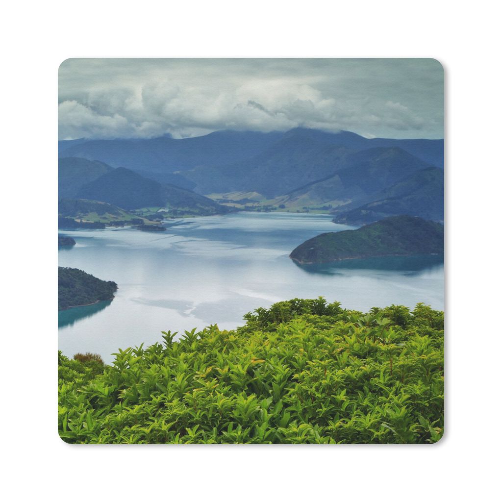 MuchoWow Mauspad Mousepad Neuseeland - See - Berg 20x20 cm - Mousepads - Maus Mat - Pad - Mausunterlage - Desk Mat - Bureauartikeln