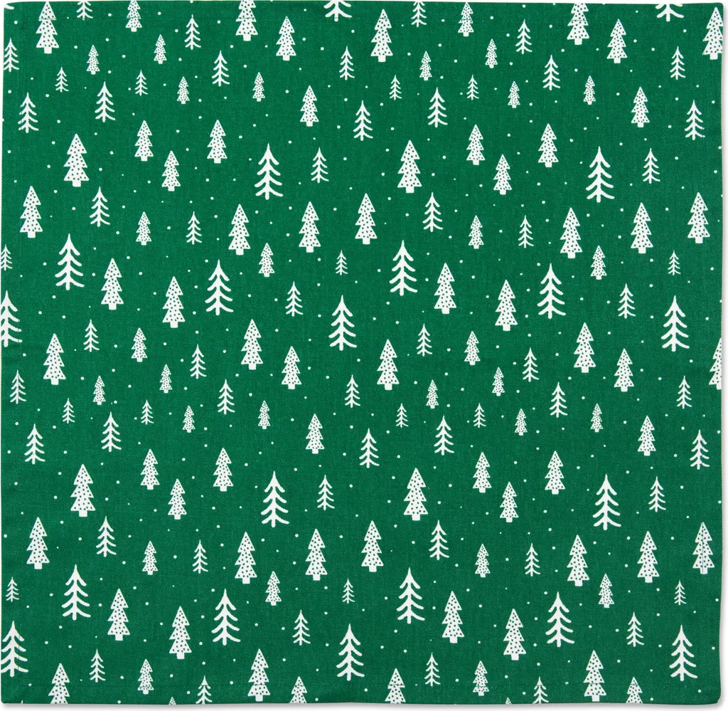 Chemin de Table en Coton Vert Green Winter Excelsa avec Serviettes Chic
