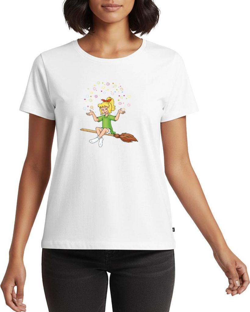 Spreadshirt Bibi Blocksberg Sitzt Auf Kartoffelbrei Frauen Premium T-Shirt, 4XL, Weiß