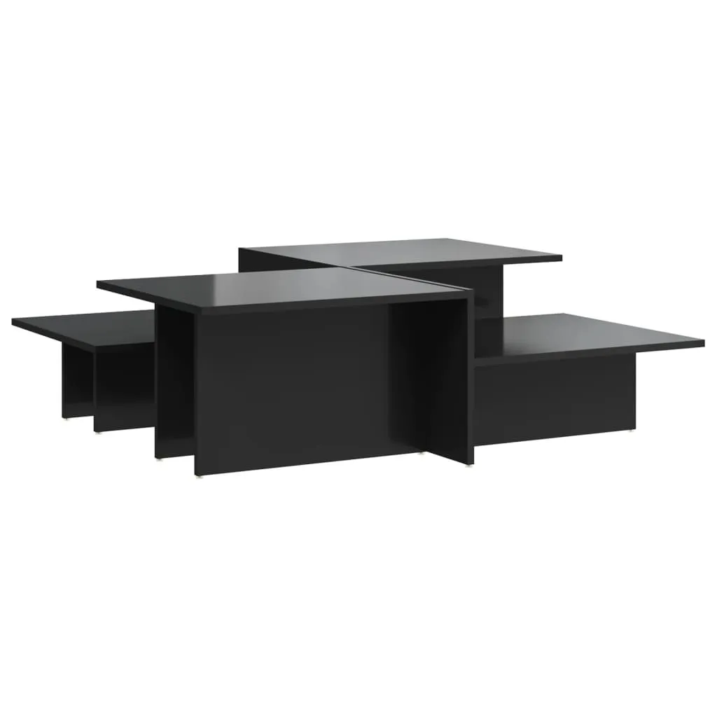 SYFAX™ Set 2 Tavolini da Salotto Nero Lucido: Arredo Moderno in Legno