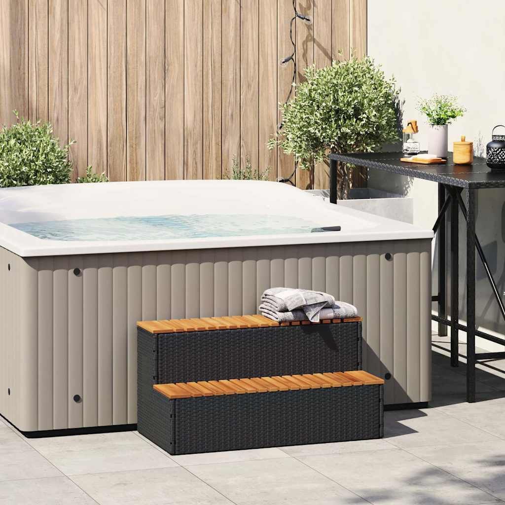 vidaXL Whirlpooltreppe, Schwarz, 100x50x50,5 cm, Poly Produktbild