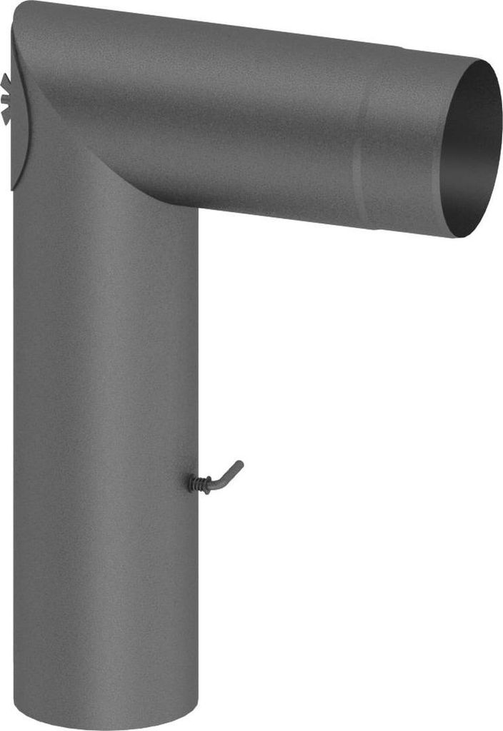 Ø 180 mm Ofenrohr Bogen zweiteilig lang - mit Tür und Drosselklappe - gussgrau