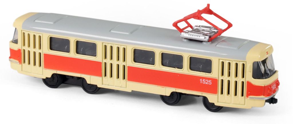 Tschechische Retro-Straßenbahn aus Metall, 16 cm Produktbild 