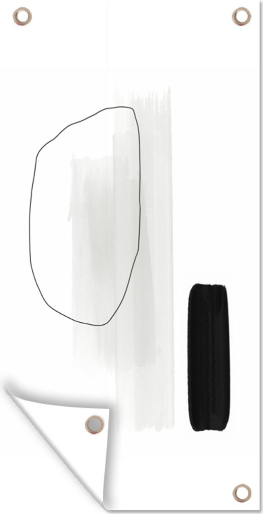 MuchoWow 80x160 cm Outdoor-Poster Gartendeko Sichtschutz Garten Poster für den Garten Linienkunst - Acrylfarbe - Minimalismus