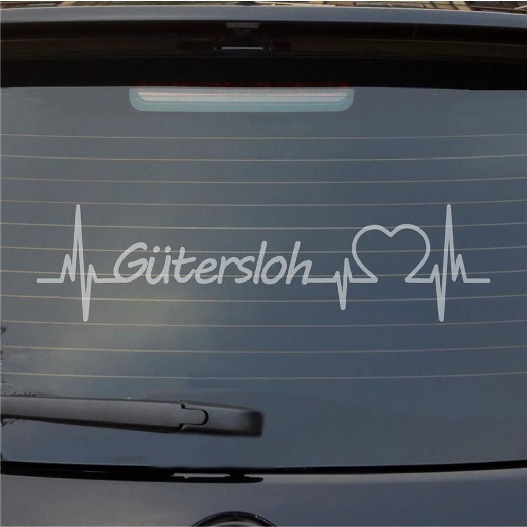 Heckscheibenaufkleber Gütersloh Herzschlag Puls Stadt Liebe 55x14 cm Milchglas Auto Aufkleber Sticker