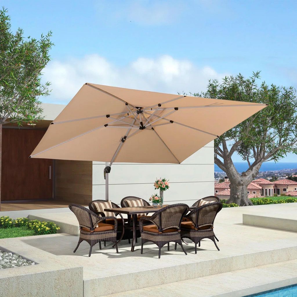 PURPLE LEAF Ampelschirm Rechteckiger 270 x 330 cm Sonnenschirm Groß Stabil Terrassenschirm 360°Rotation, für Garten,Terrasse, Pool Sonnenschutz ...