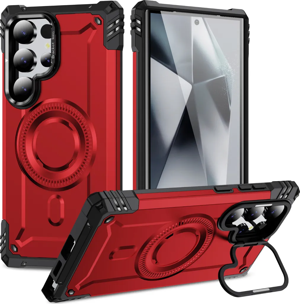 Custodia Militare S25 Ultra Rossa - Magnetica con Supporto Pro