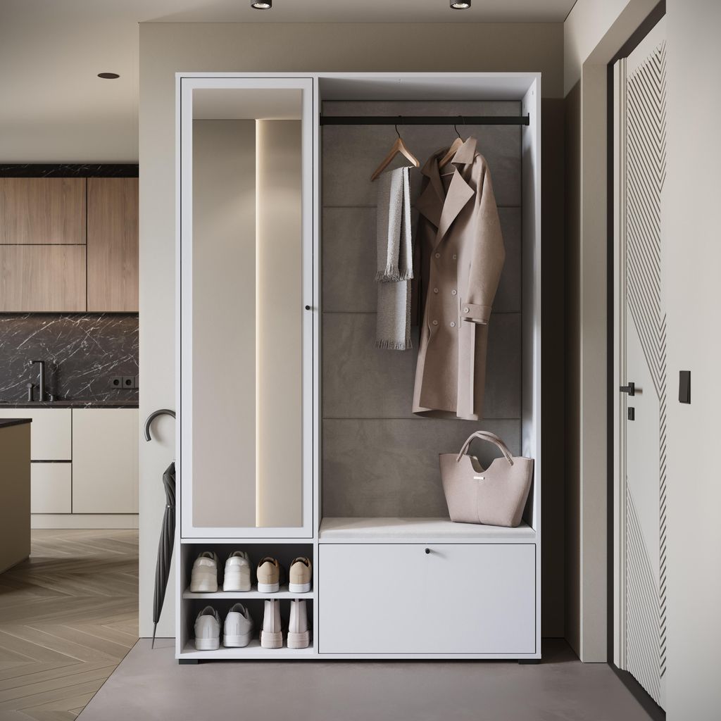 MINIO go for it, Garderobenset "DAFNI 13", Garderobe, 117,3 cm, mit Spiegel, Weiß Farbe
