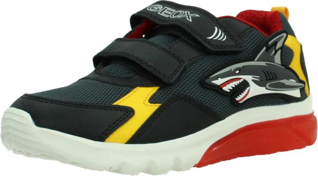 Baskets Geox J Ciberdron Boy Noir : Chaussures Idéales pour l'École