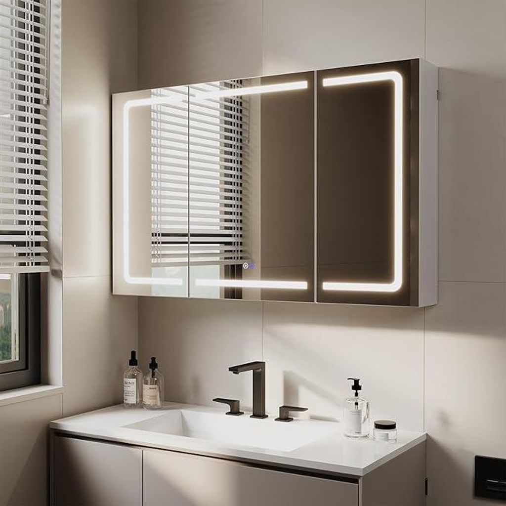 Spiegelschaaf voor de badkamer met verlichting, 120x75cm, Productafbeelding 