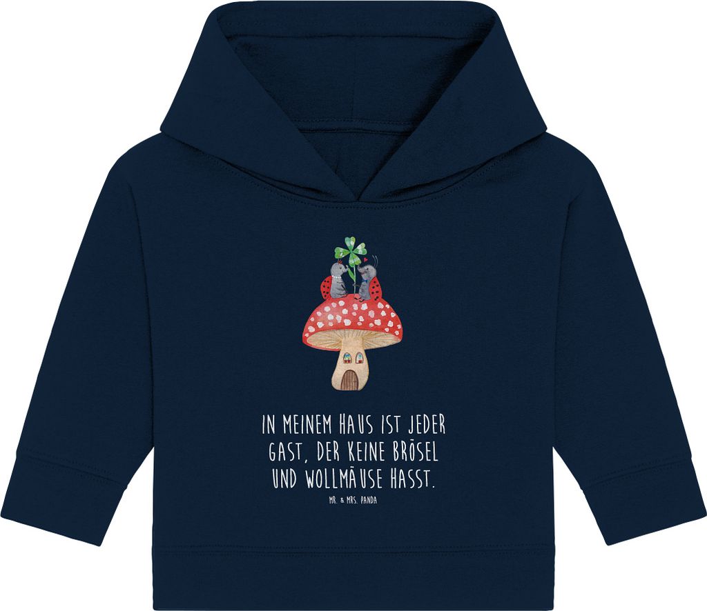 Mr. & Mrs. Panda Organic Baby Hoodie Marienkäfer Fliegenpilz 12. - 18. Monat - French Navy - Geschenk, Fleigenpilzhaus, Lustige Sprüche, Haus, Wo...