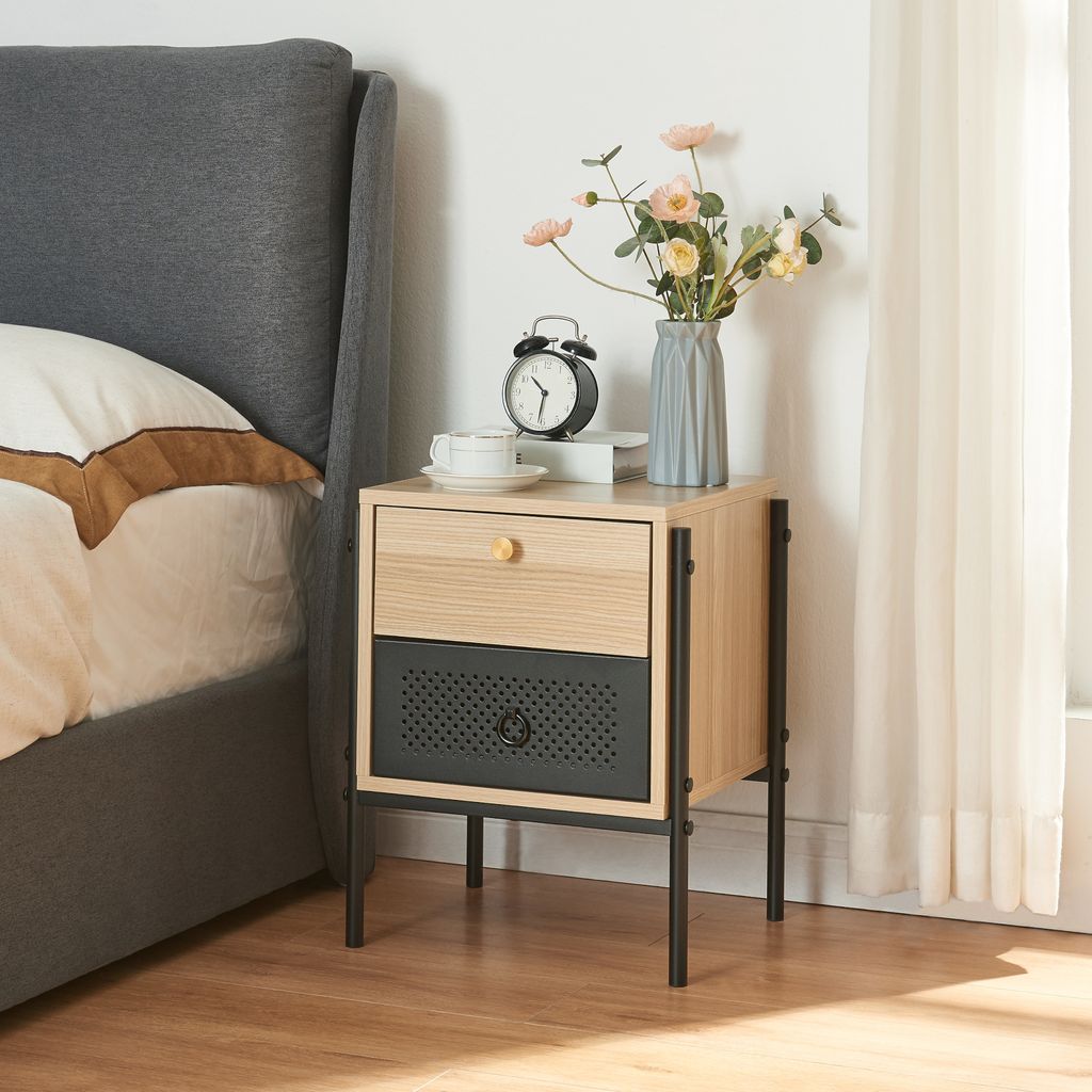 Tavolino Da Divano Sobuy - Con Cassetto, Grigio, 39x39x65cm, Legno