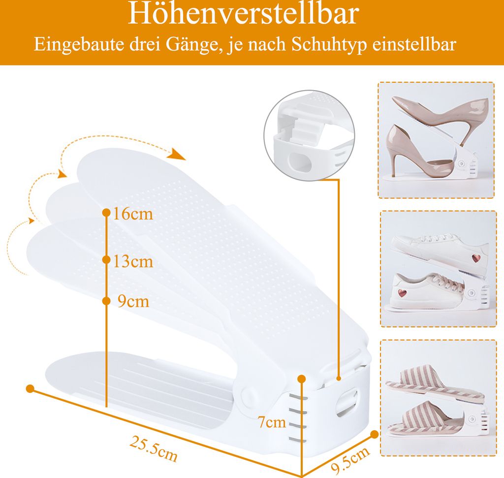 YUENFONG 30er Set Verstellbarer Schuhregale rutschfest Produktbild 2