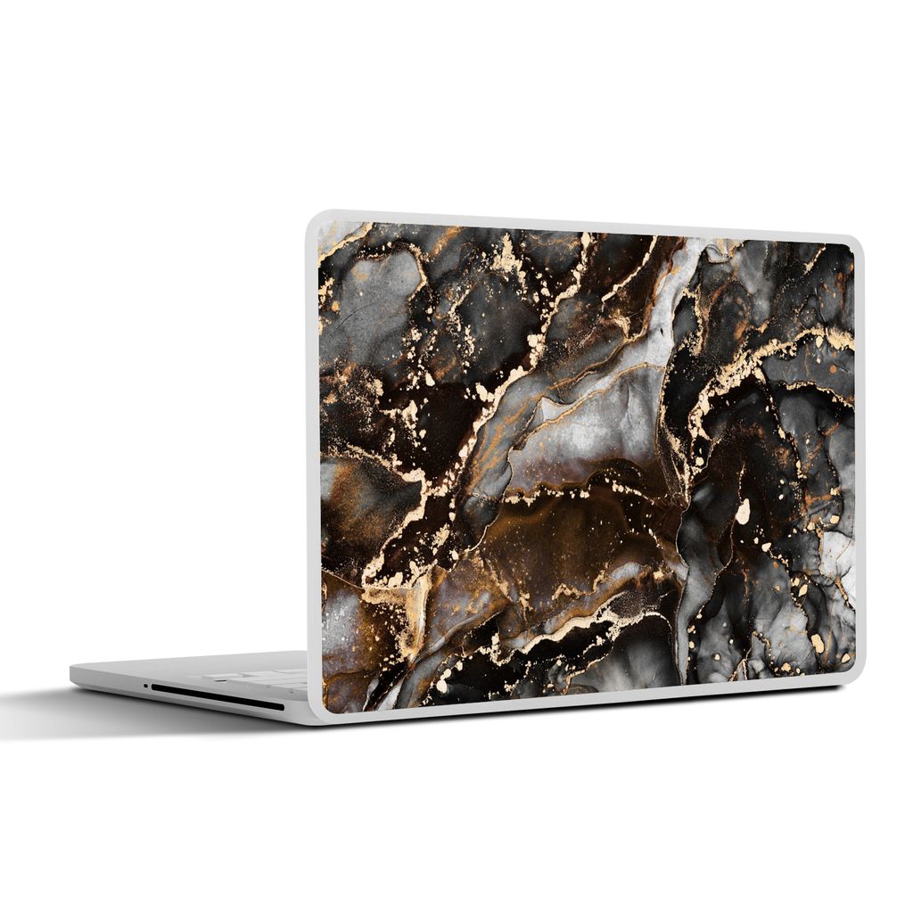MuchoWow Laptop Aufkleber Sticker Cover Marmor - Gold - Glitzer - Luxus 25x18 cm - Laptop-Deko
