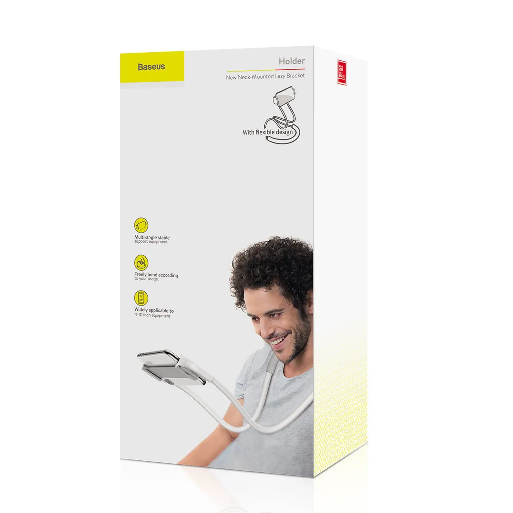 Supporto Baseus per Smartphone da Collo - Video POV e Selfie Bianco - 5