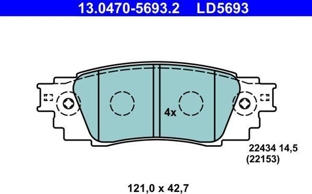 ATE 13.0470-5693.2 Bremsbelagsatz, Scheibenbremse OE 0446633220 kompatibel mit ES, NX, UX, C-HR, Camry, RAV 4
