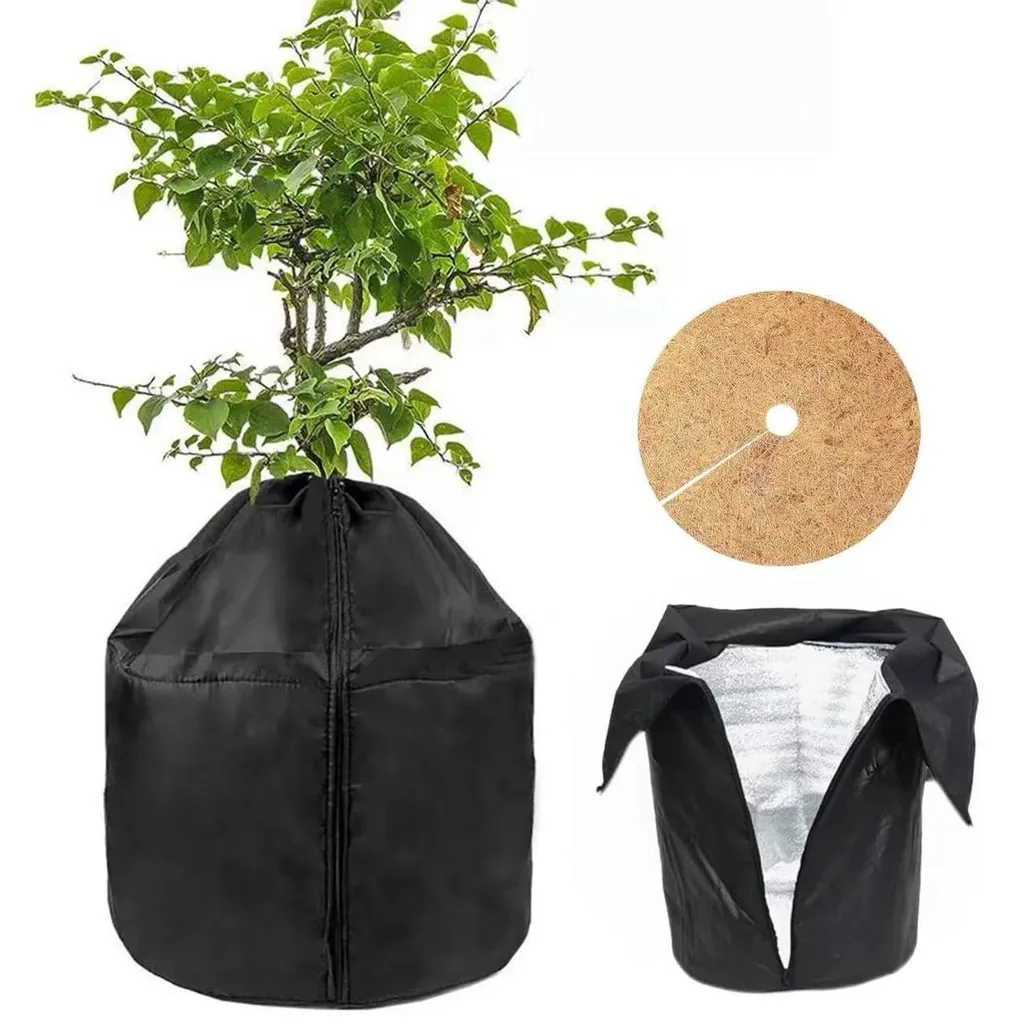 Housse de pot anti-gel 50x45 cm : sauvez vos plantes du froid noir