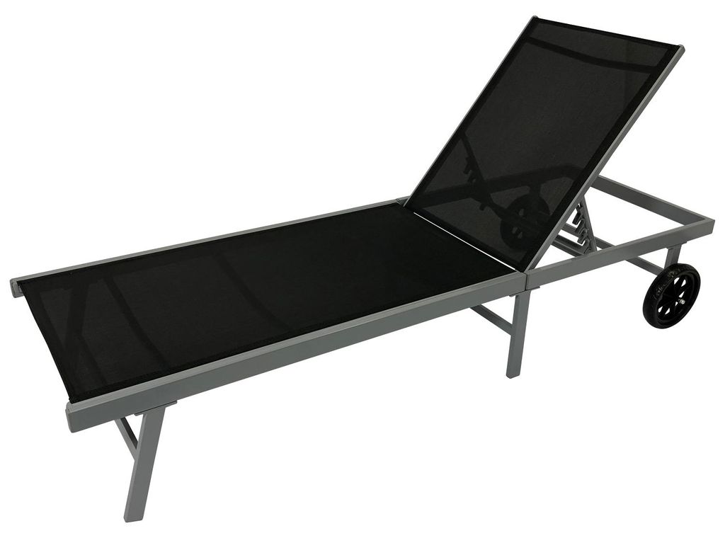 Gartenliege Aluminium und Textilgewebe Schwarz und Silber Produktbild 