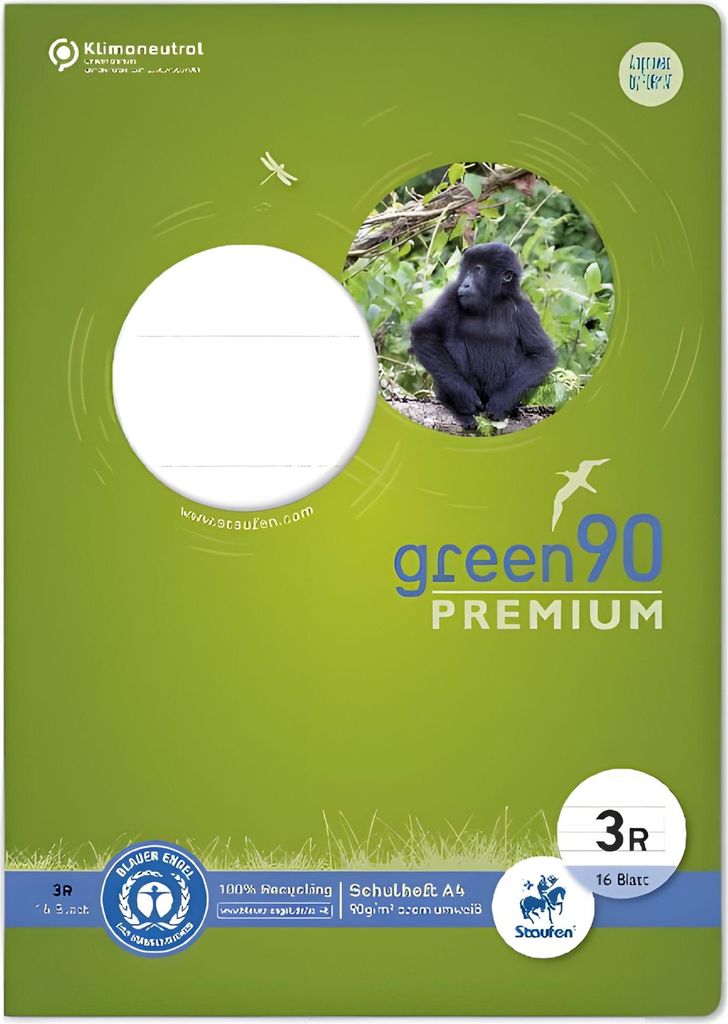Staufen Schulheft A4 16 Bl 90g Lin3R Green 21 Doppellinien mit Rand
