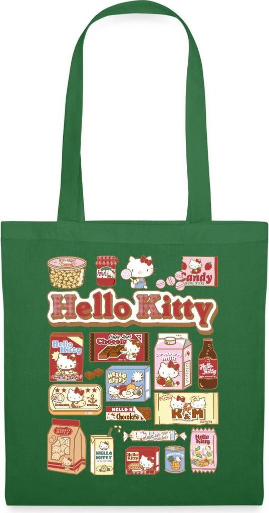 Spreadshirt Hello Kitty Snack Collage Stoffbeutel, One size, Fichte