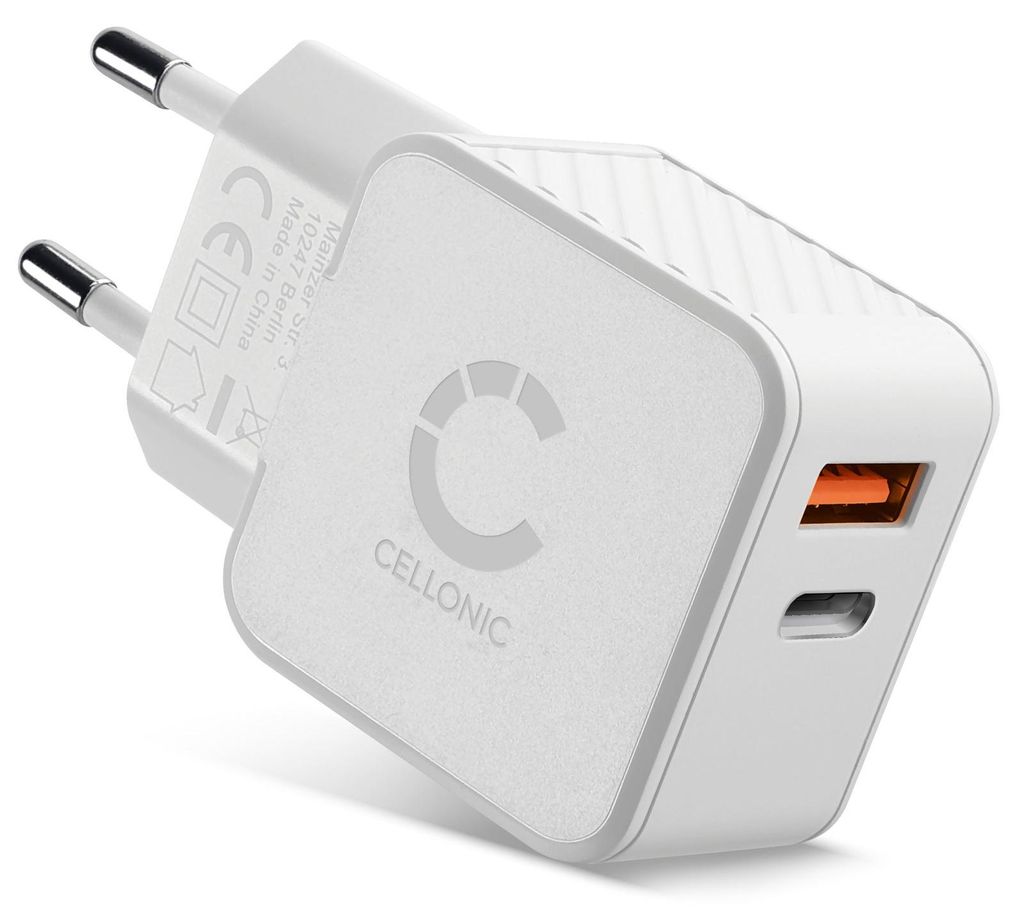 Ładowarka CELLONIC z dwoma portami USB i USB C zasilacz Zdjęcie produktu 